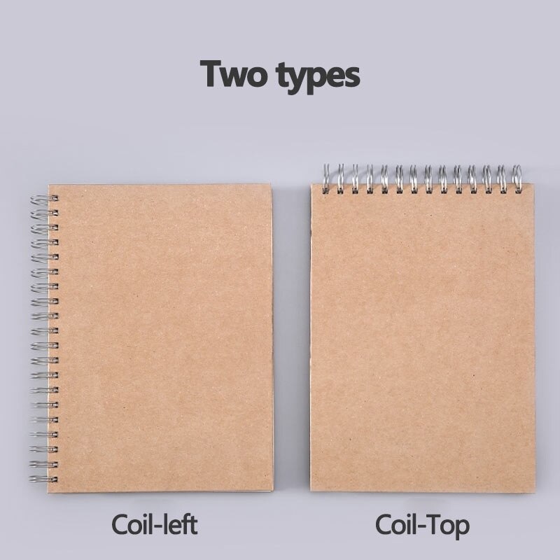 A3/A4/8K/A5/16K Khaki Sketchbook Spiral Notebook Inner Blank 160GSM Kraft Paper Cover School Supplies Pencil drawing notepad