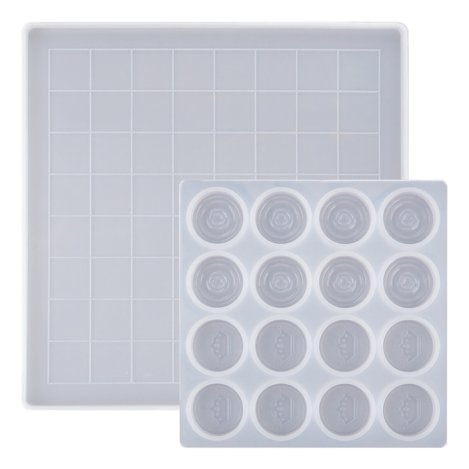 Chess Kit Silicone Mold Resin International Chess Pieces Checkers Checkerboard UV Crystal Epoxy Resin Mould For Diy Handmad Tool: E 2PC