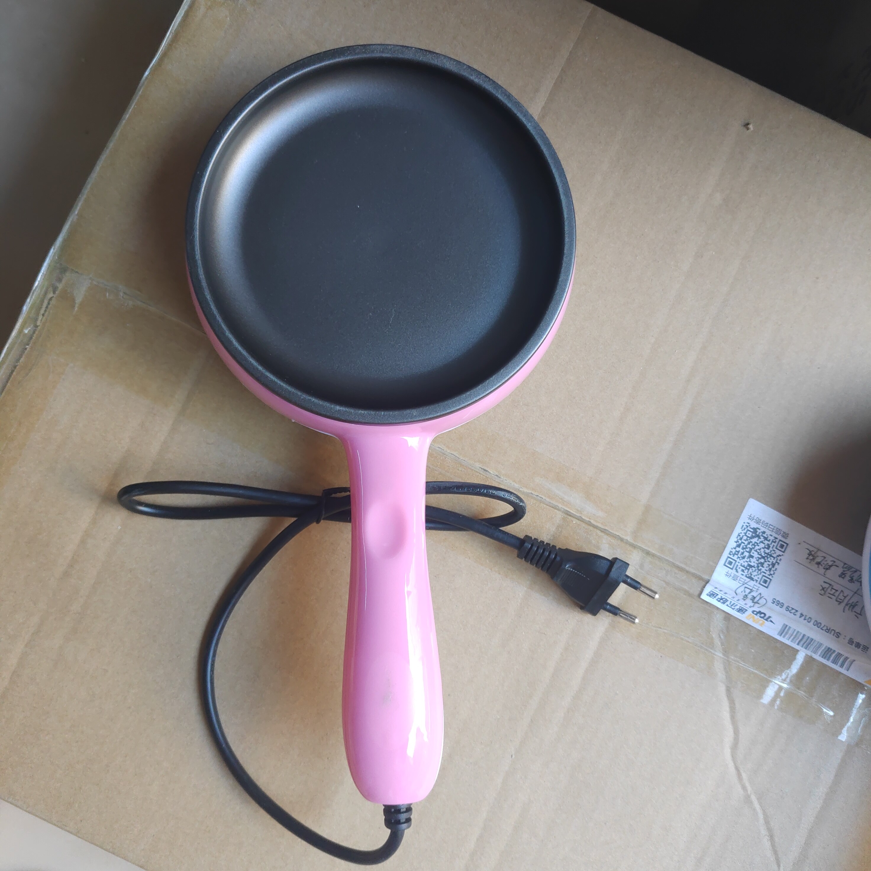 Poêle à frire électrique, mini-omelette, crêpes, Steak frit, chaudière à vapeur antiadhésive pour œufs durs, ue et US: Pink