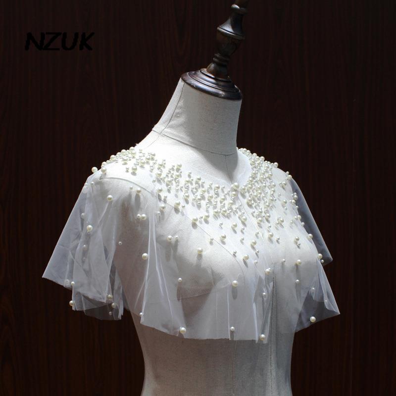 NZUK perle Tulle scialle da sposa bolero da sposa giacche per cappotto da festa nuziale coprispalle da donna top da sposa mantello da sposa