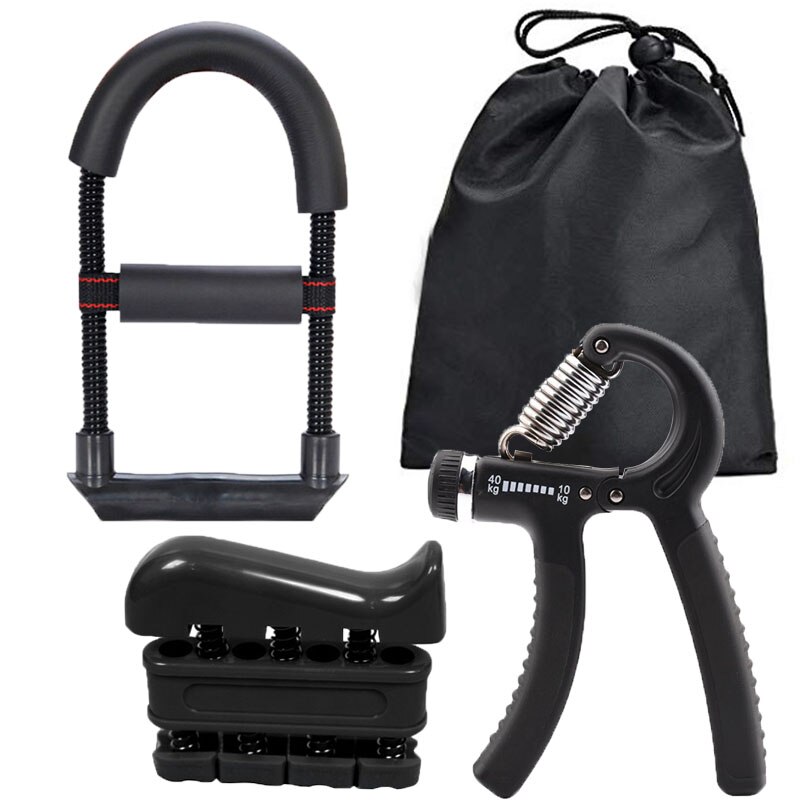 Fuerza de muñeca agarre de mano ajustable brazo fortalecedor ejercitador de músculo equipo de rehabilitación entrenamiento dedo Pow anillos expansibles: Black