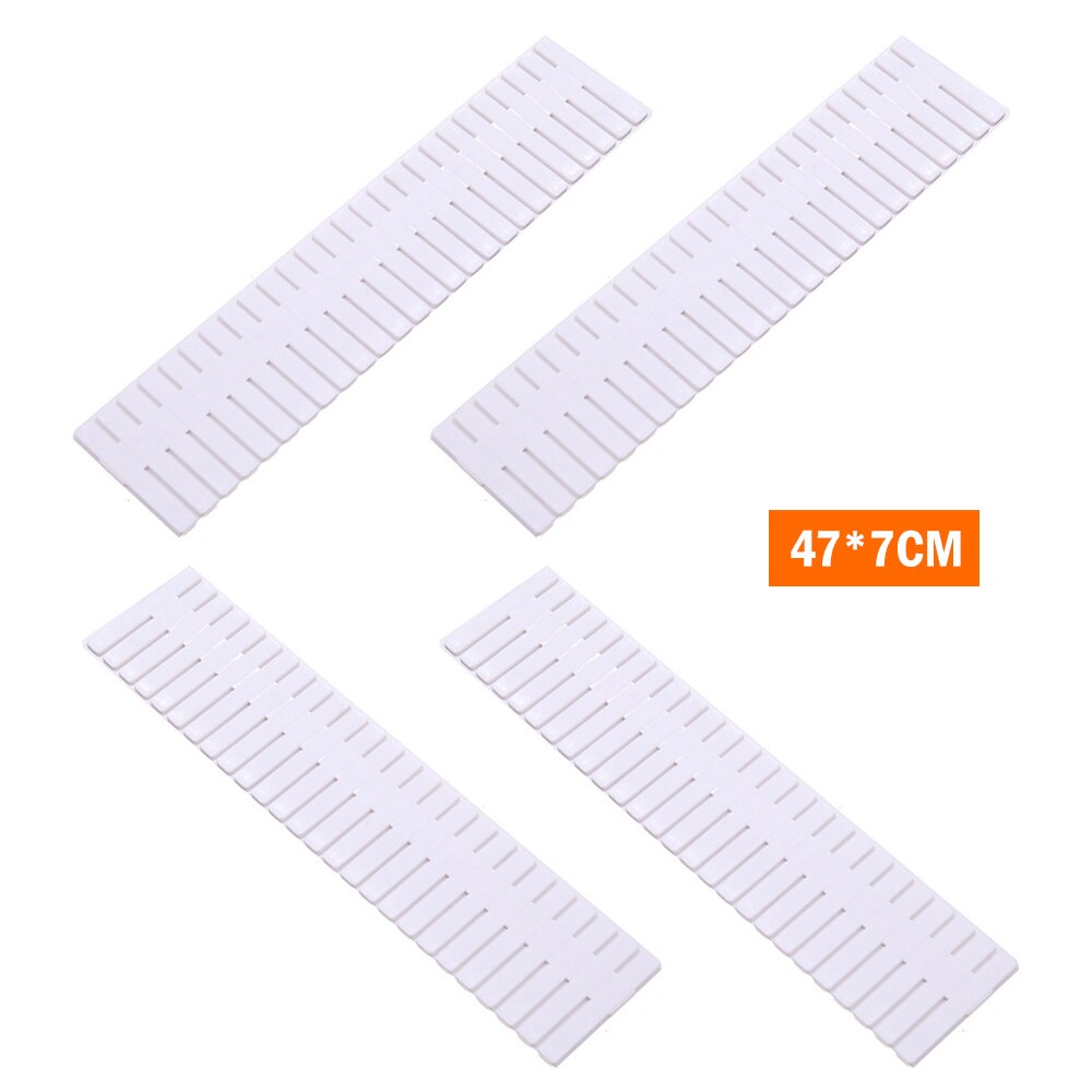 4pcs Drawer Divider Adjustable Plastic Free Combination Partition Storage Shelves Organizer Underwear Socks Makeup Clapboard: L white 4pcs