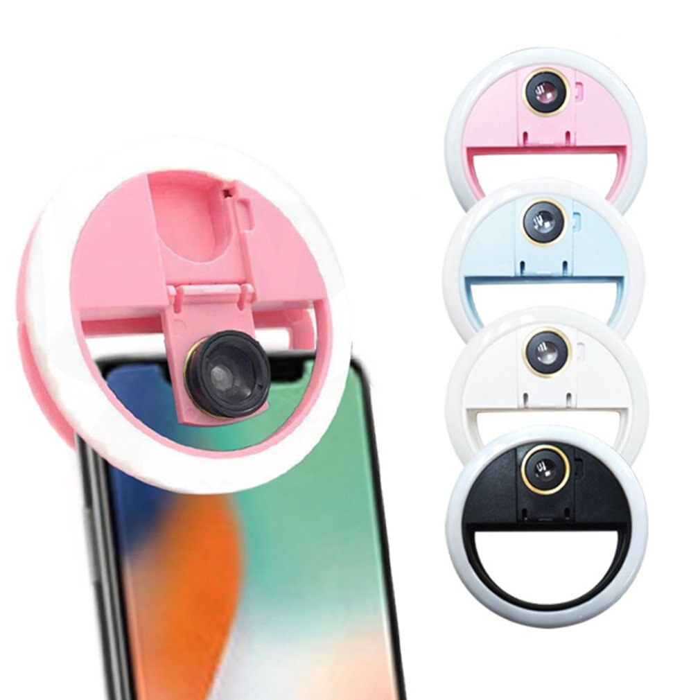 Moblie Telefoon Selfie Ring Groothoek Lens Schoonheid Licht Vullen Lamp Macro Fotografie Camera Shot Oplaadbare Led Selfie Ring