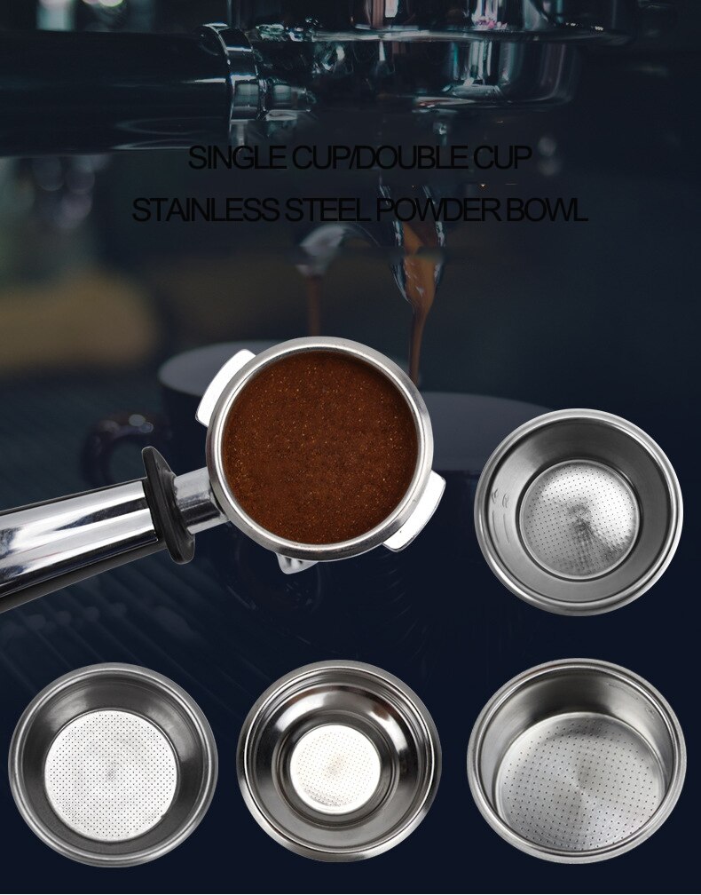 Semi-Automatic Coffee Machine Stainless Steel Single And Double Serving Powder Cup Brewing Head Filter Bottomless Handle Filter
