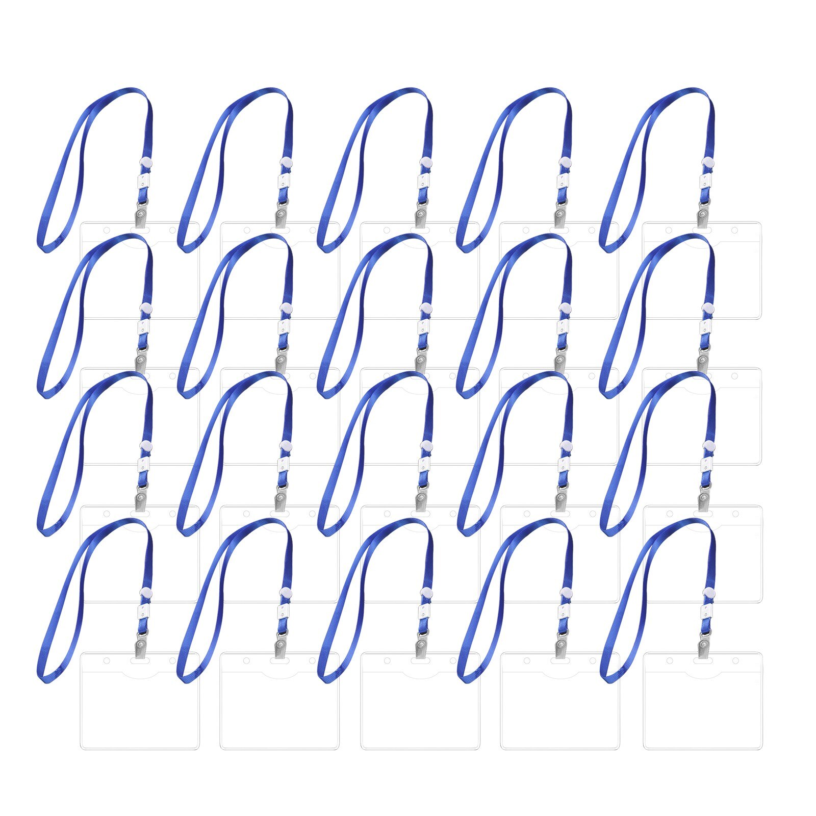 Breakaway Lanyards ID Holder Clear Name Card Case with Lanyards Plastic Solid Color Card Protective Cover Reusable Badge Holders: 20PCS