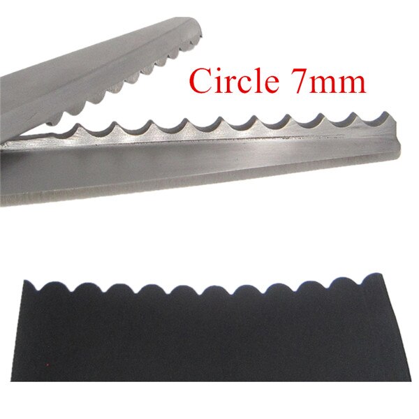 Sewing Cut 23.5cm Zig Zag Dressmaking Tailor Leather Handicraft Fabric Shear Pinking Scissor Textile DENIM DIY Upholstery Tool: Circle7mm