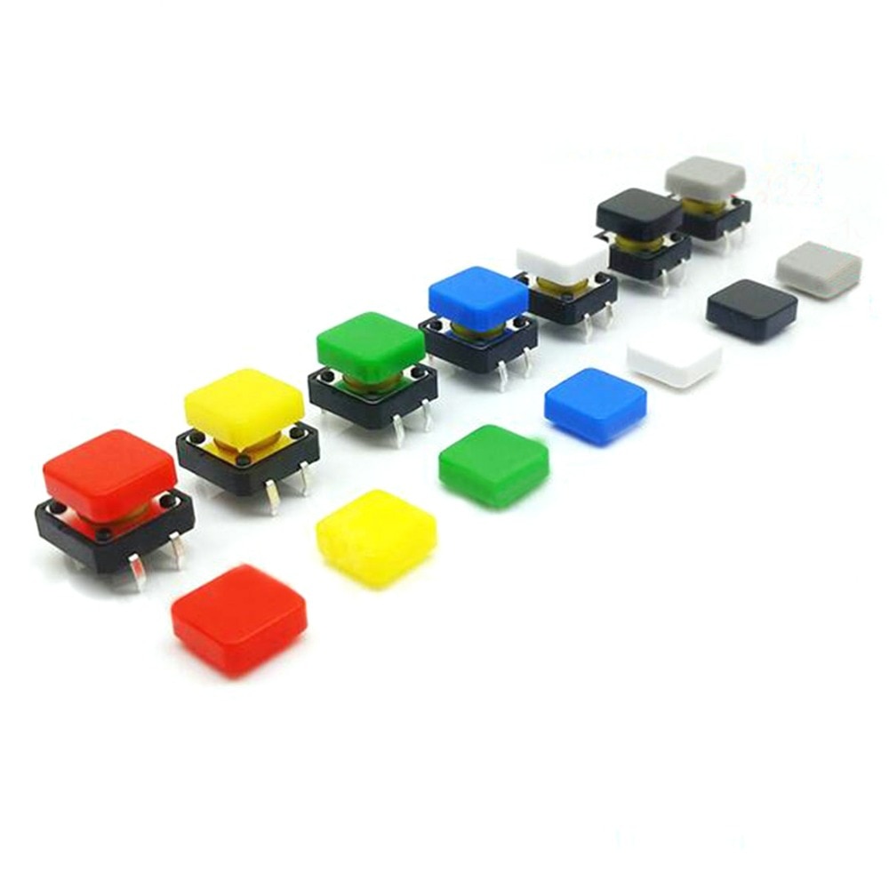 100pcs 12*12mm push button cap square buttons caps multi color switch cover for 12*12mm square button
