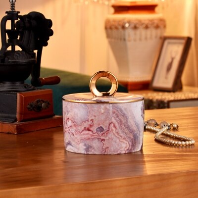 Ceramic Cotton swab box: C Dia12X12cm