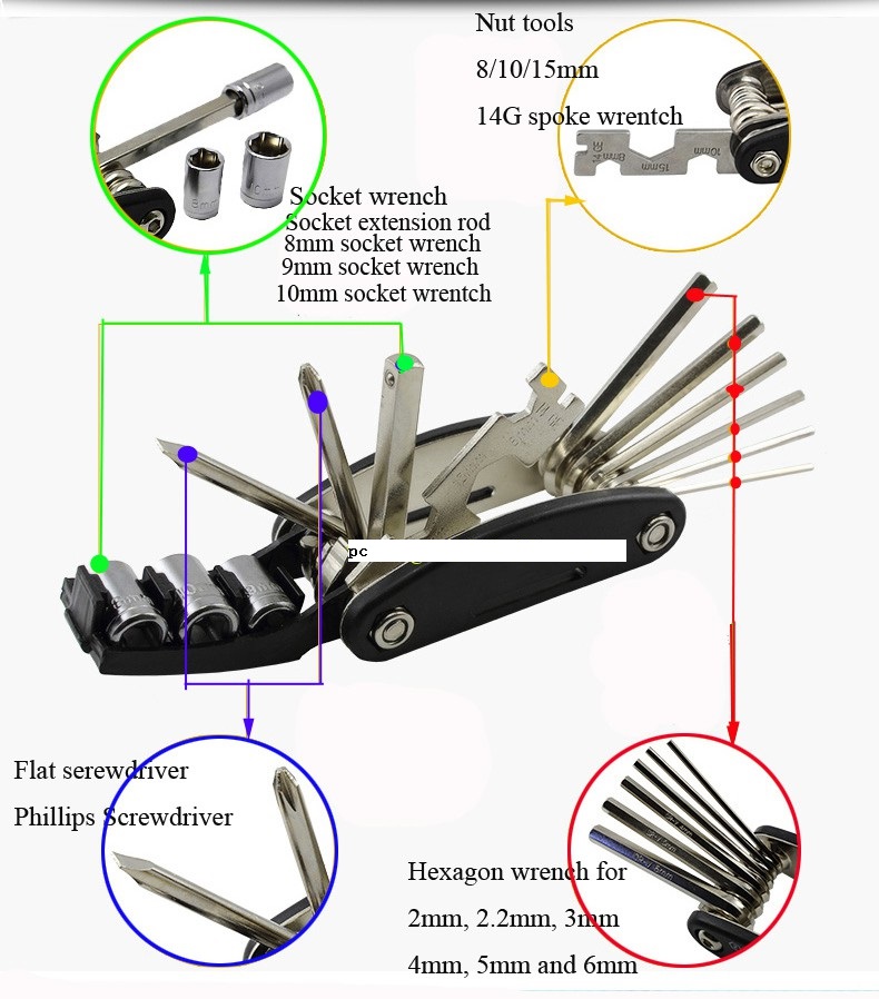 Fiets Multifunctionele Tool Sets Voor Reparatie Of E-Bike Conversie