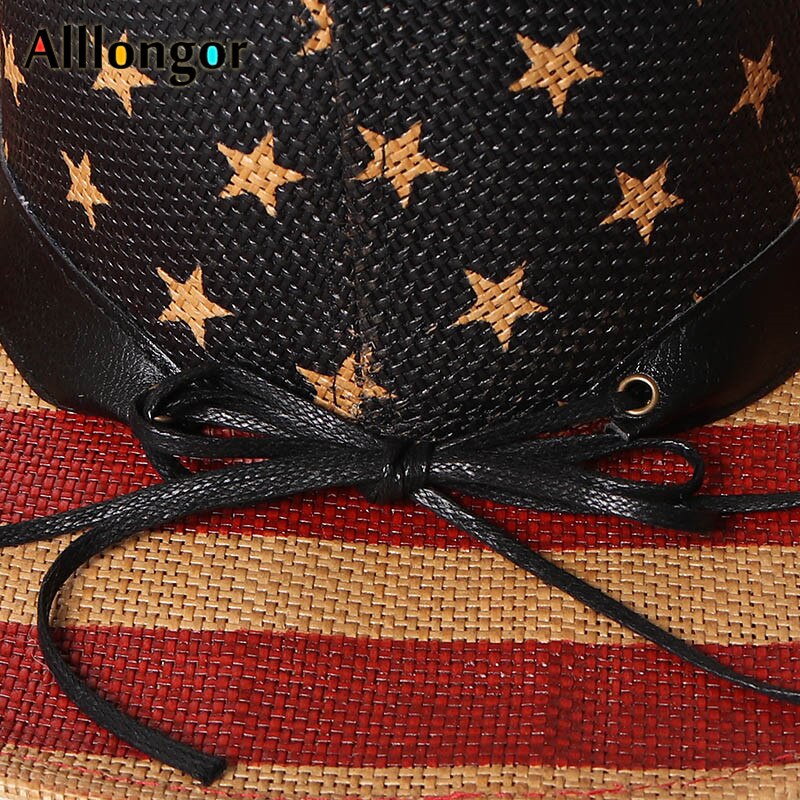 Zachodnie kowbojskie kapelusze męskie modne w paski letnie kobiety niedz kapelusz Vaquero sombrero hombre kapelusz kowbojski kraj Chapeau Homme Panama