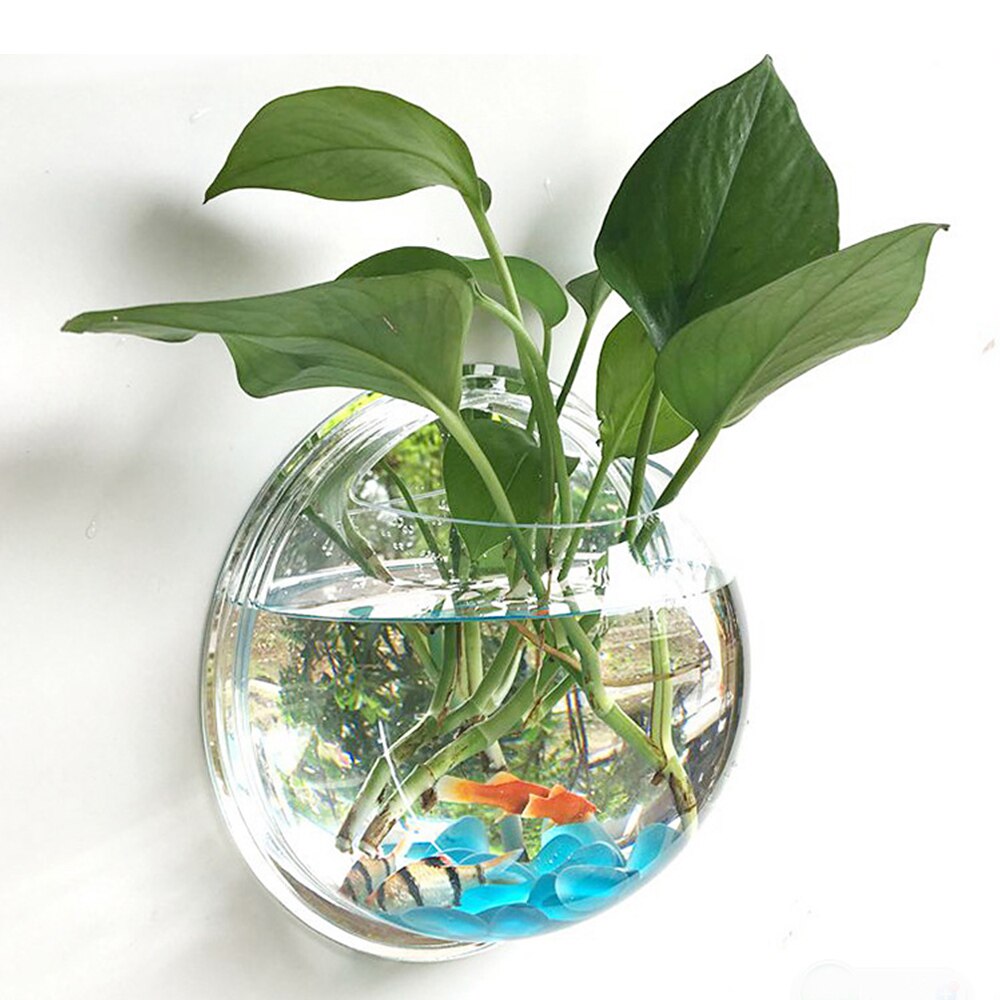 Gennemsigtig/spejl fiskekunst vægmonteret planteboble akvarium boligindretning spejl fisketank akvarium