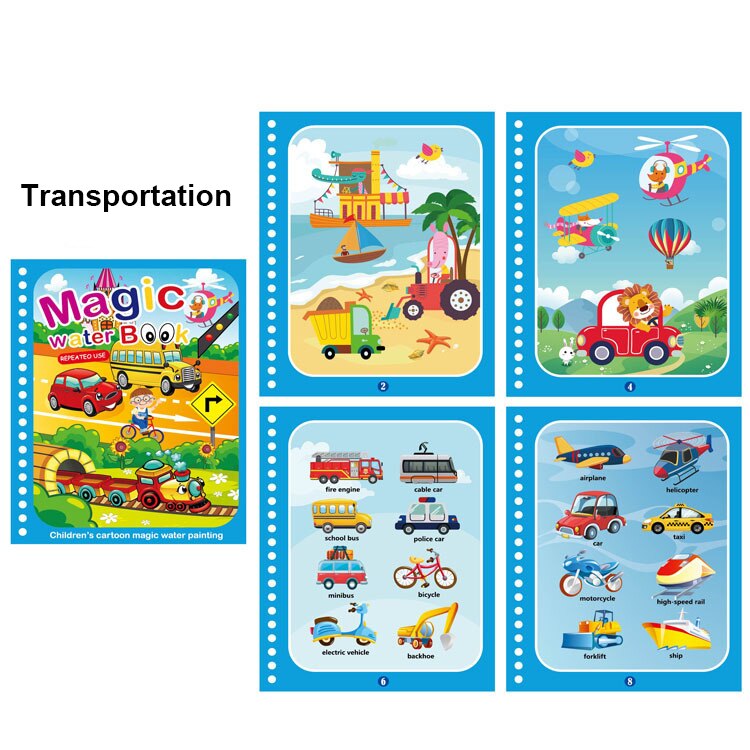 Libro mágico de pintura al agua para niños juegos Montessori libros para colorear juguetes educativos para bebés de 1 a 3 años