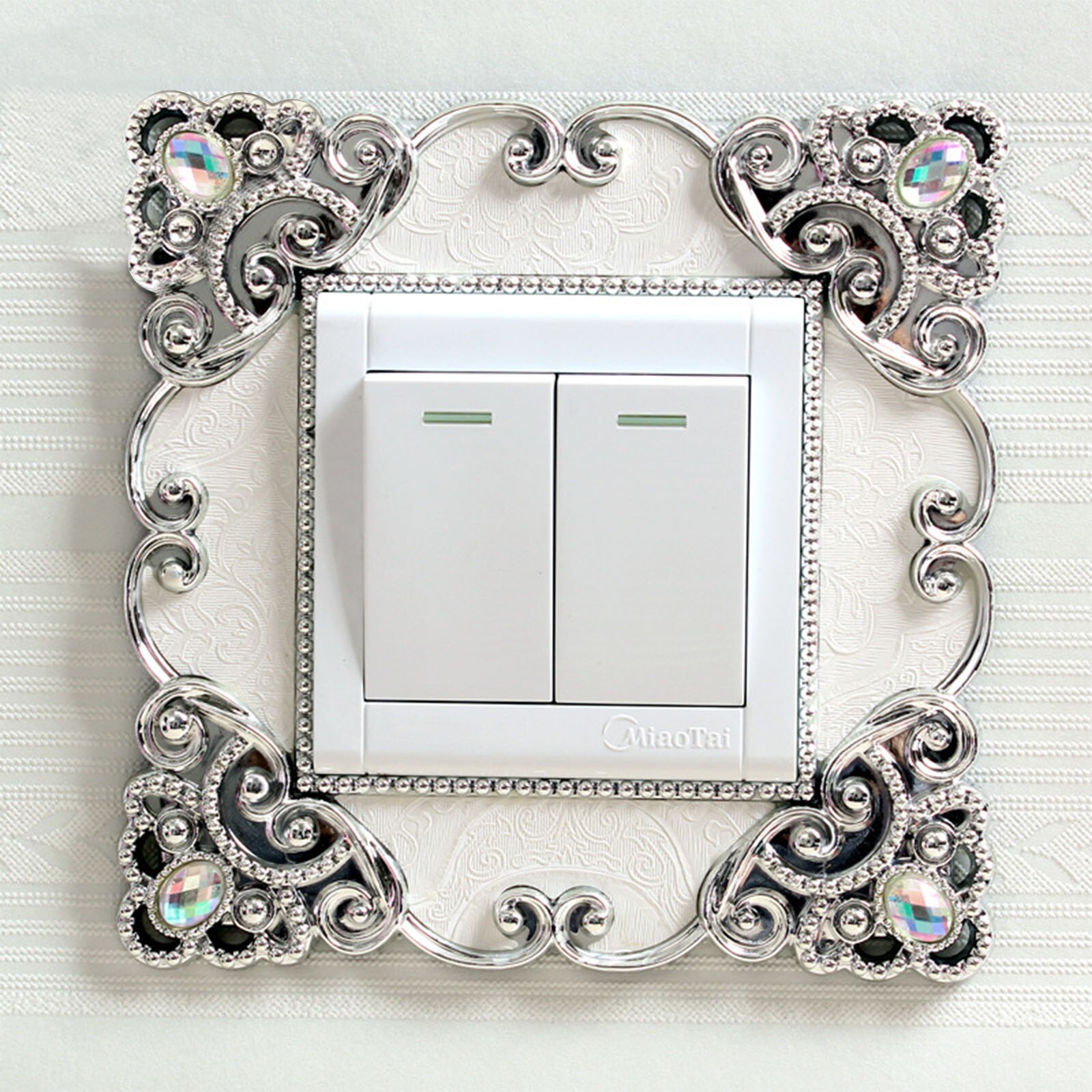 18 Stijlen Europese Stijl Draagbare Socket Decals Schakelaar Luxe Vierkante Kant Lichtschakelaar Cover Pastel Home Decor 1 Stuk