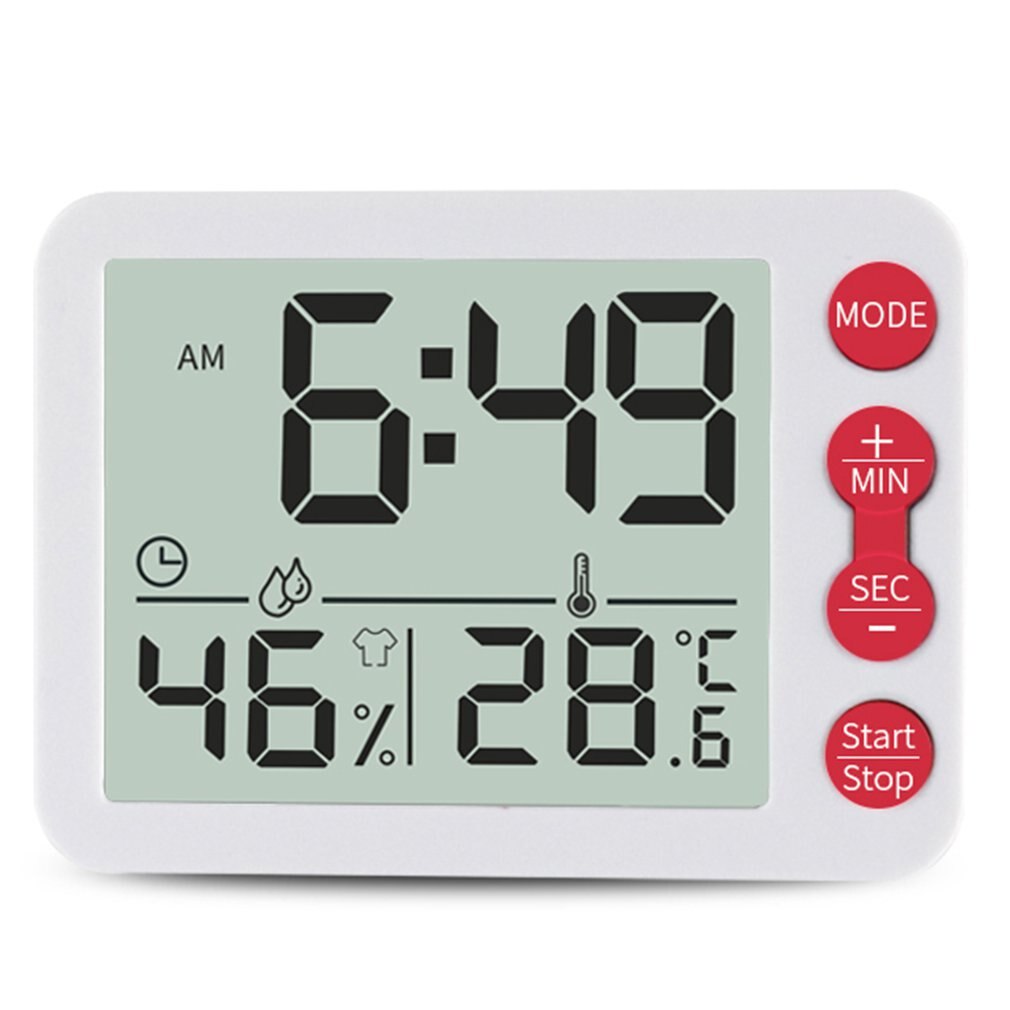 Compteur de température et d'humidité intérieur, grand écran, réveil, minuteur électronique de cuisine: 2