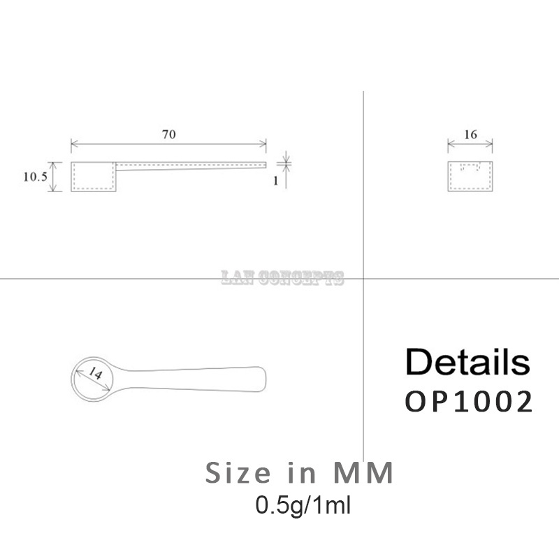 100 Stks/partij 0.5G Plastic Scoop 0.5 Gram Pp Maatlepel 1 Ml Maatregel Tool-70X16X10.5mm Wit