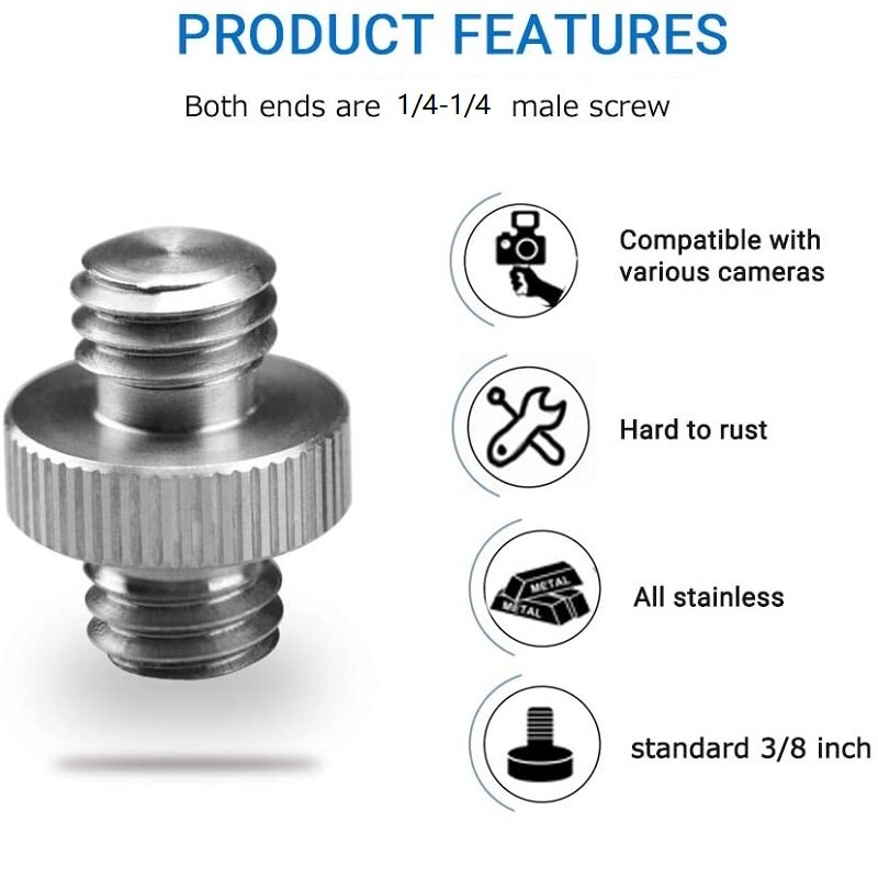 Metal 1/4 "Male Naar 1/4" Of 3/8 "Buitendraad Adapter 1/4 Of 3/8 Inch Dubbele Mannelijke Schroef adapter Voor Statief Camera Accessoires