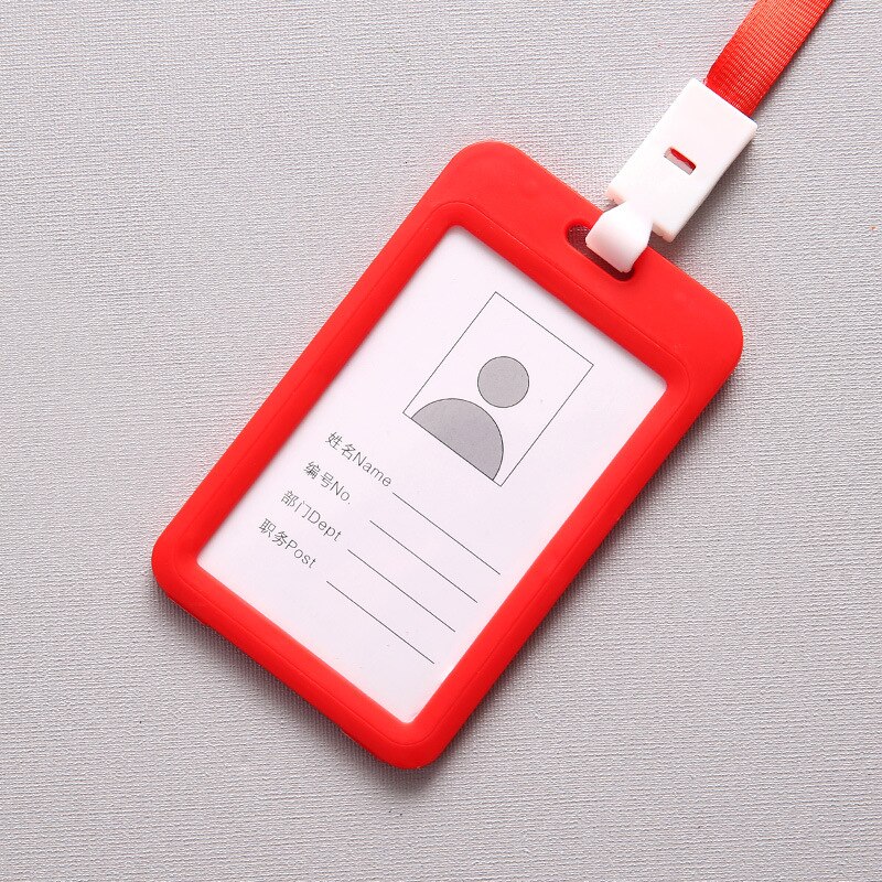 805 Multicolor Name Credit Card Holders Bank Card Bus ID Identity Rope Badge Holder School student office Supplies: Red
