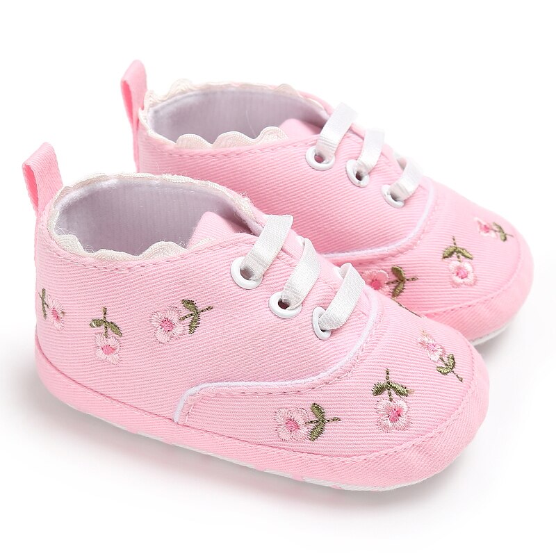 0-18m toddler baby sko nyfødte drenge piger blød bomuld prinsesse krybbe sko prewalker hvid pink blomster afslappet sko: Lyserød / 11