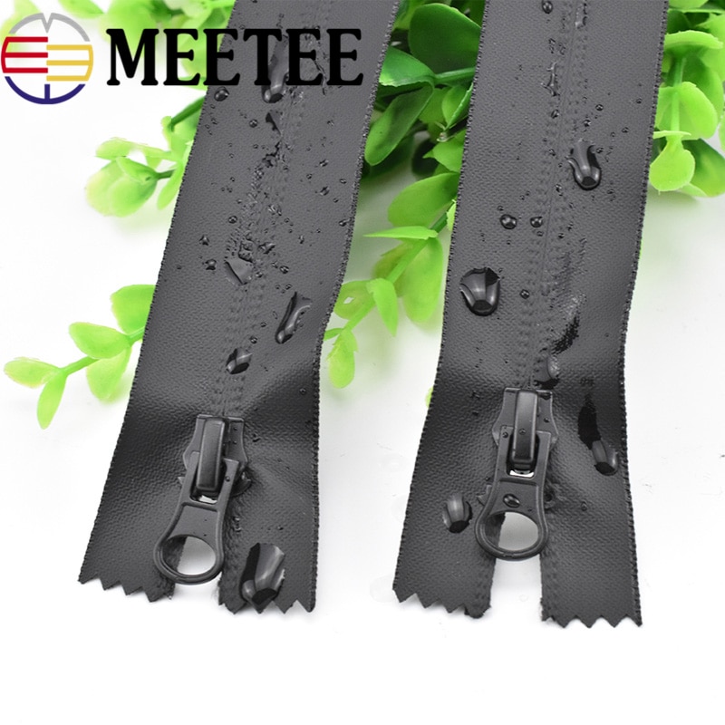 2pc Meetee 5# 20-100cm Waterproof Invisible Zippers Open End Double Slider for Sewing Reverse Outdoor Jackets Clothing Accessory