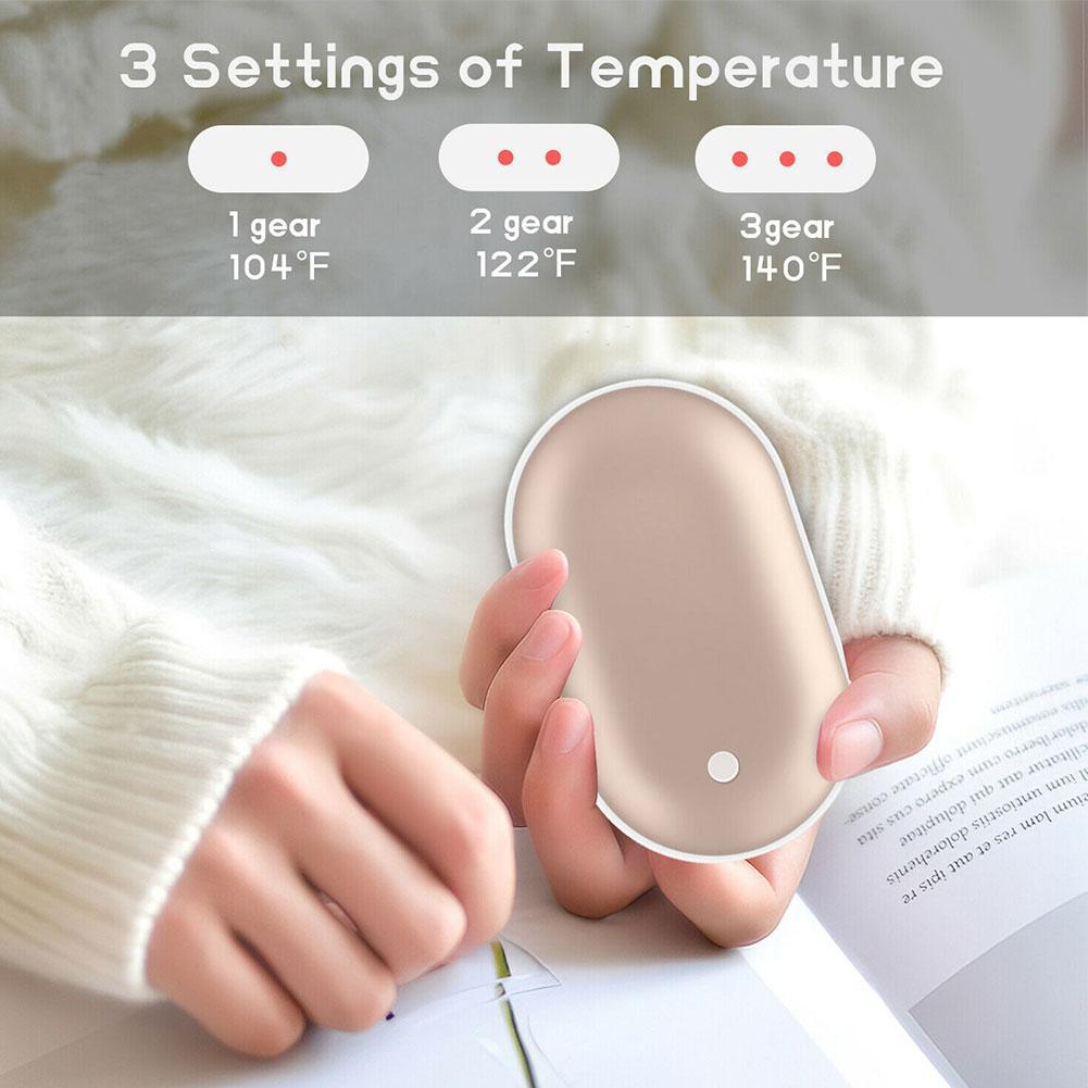 5000mAh USB Rechargeable Electric Hand Warmer Winter Mini Heating Pocket Double-Side 1 2 Power Bank Long-Life In 5V P8C6