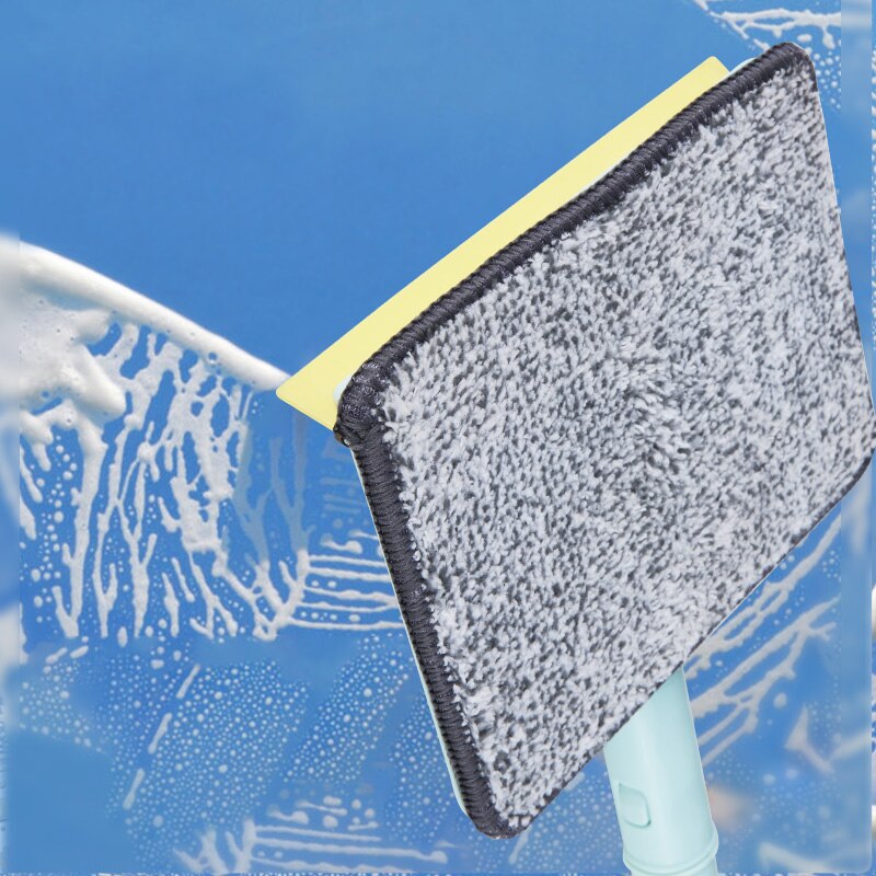 Glass Cleaning Tool Double-sided Telescopic Rod Window Cleaner Squeegee Wiper Long Handle Rotating Head Brush Balcony Fork Pole