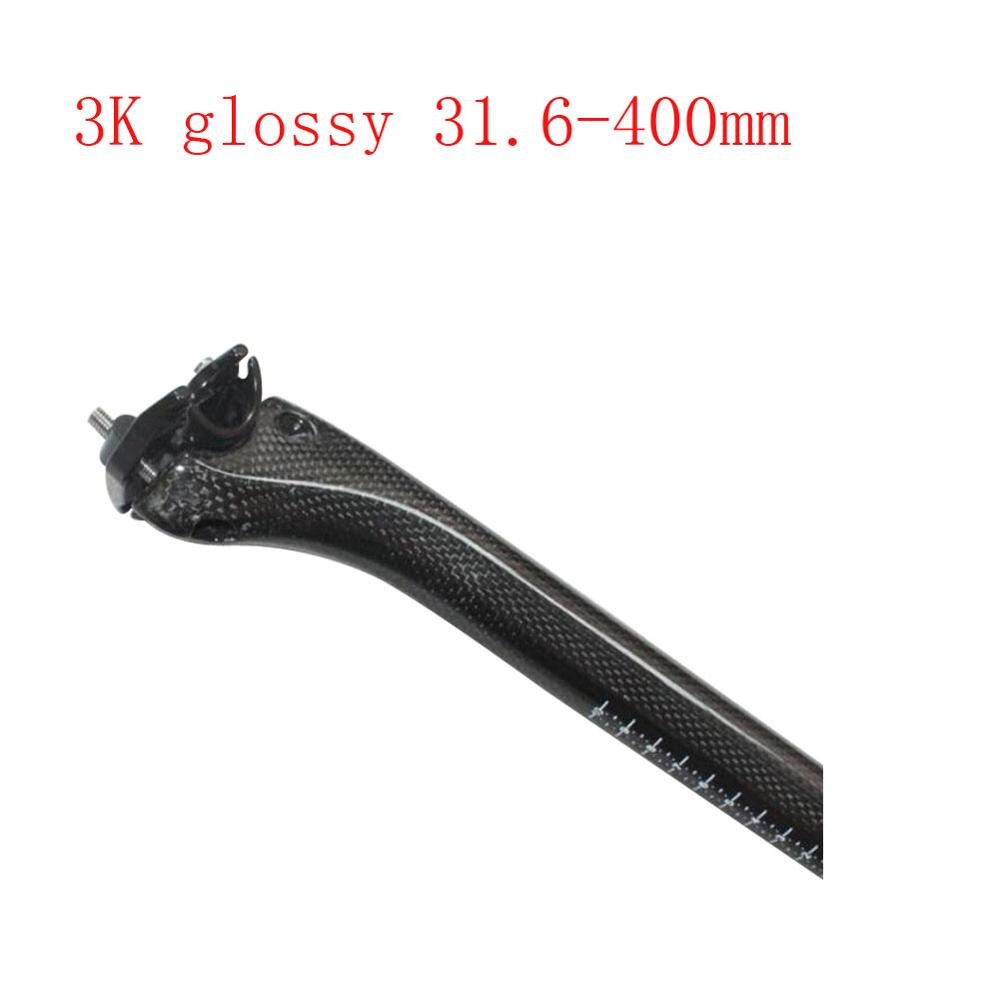 CSC carbon fiber seatpost bicycle seatpost mountain road bike seat post tube 3k finish 27.2/30.8/31.6*350/400 cycling parts: 3K Glossy 31.6x400mm
