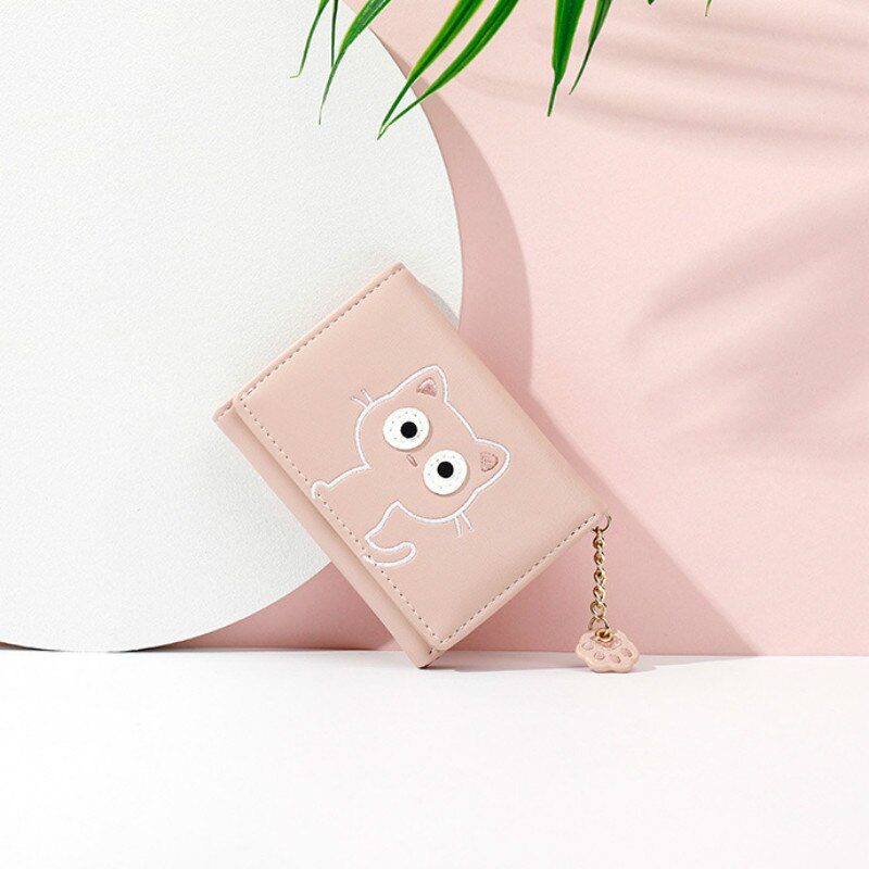 2020 del nuovo fumetto sveglio clip di carta breve portafoglio femminile dell'unità di elaborazione di tre piega ragazze ottavino raccoglitore delle signore del raccoglitore mini portafoglio Rosa