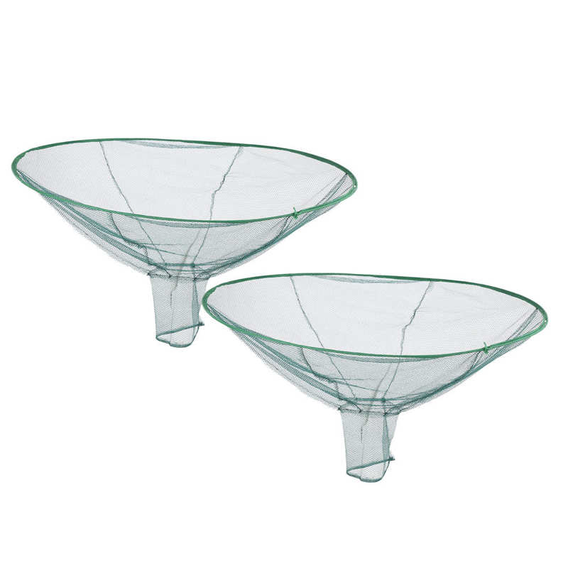 2pcs Foldable Large Net Fishing Net 80cm Nylon Mesh Landing Net Prawn Bait Crab Shrimp Fish Trap Cast Fishing Network