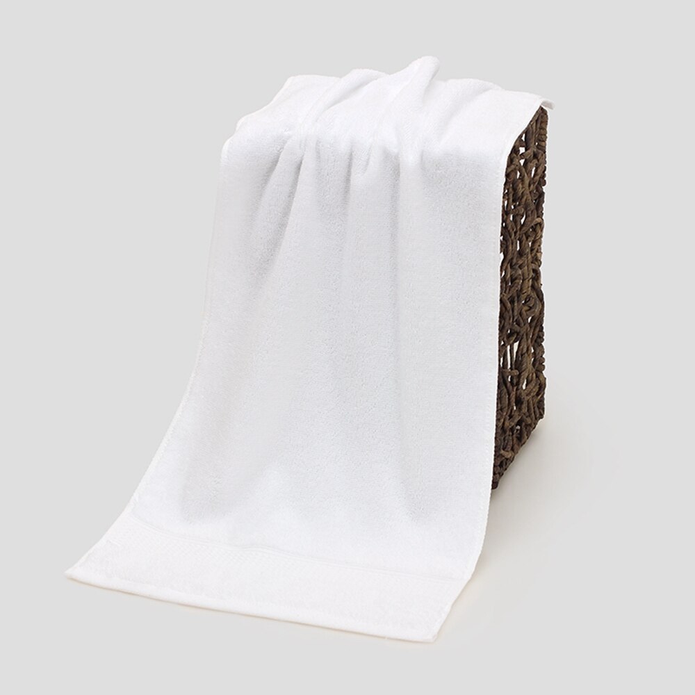 100% Cotton 33*72cm Face Towels Absorbent Thick Pure Bath Towel Bathroom Hand Face Shower Towels Home Hotel for Adults: White