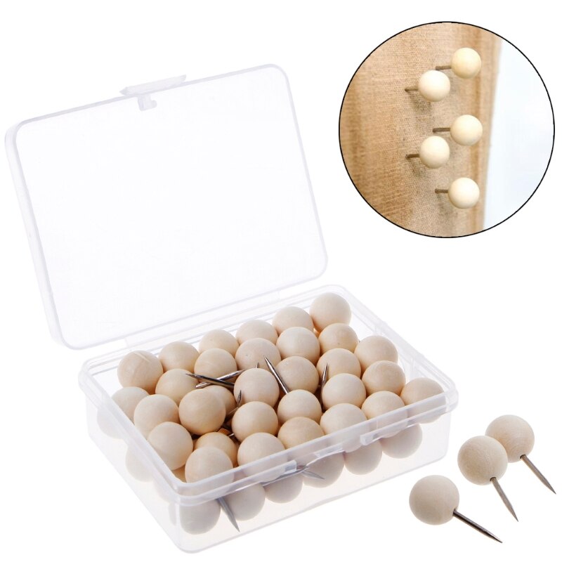 60 Pcs Round Wooden Thumbtack Decorative Drawing P... – Grandado