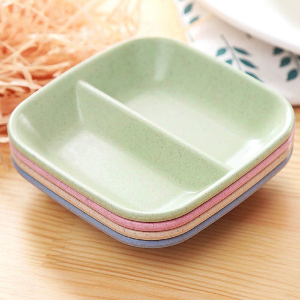 Double Grid Wheat Straw Tableware Adult Children Dishes Kids Dinner Plate Eating Dinnerware Fruit And Vegetable Plate Dish