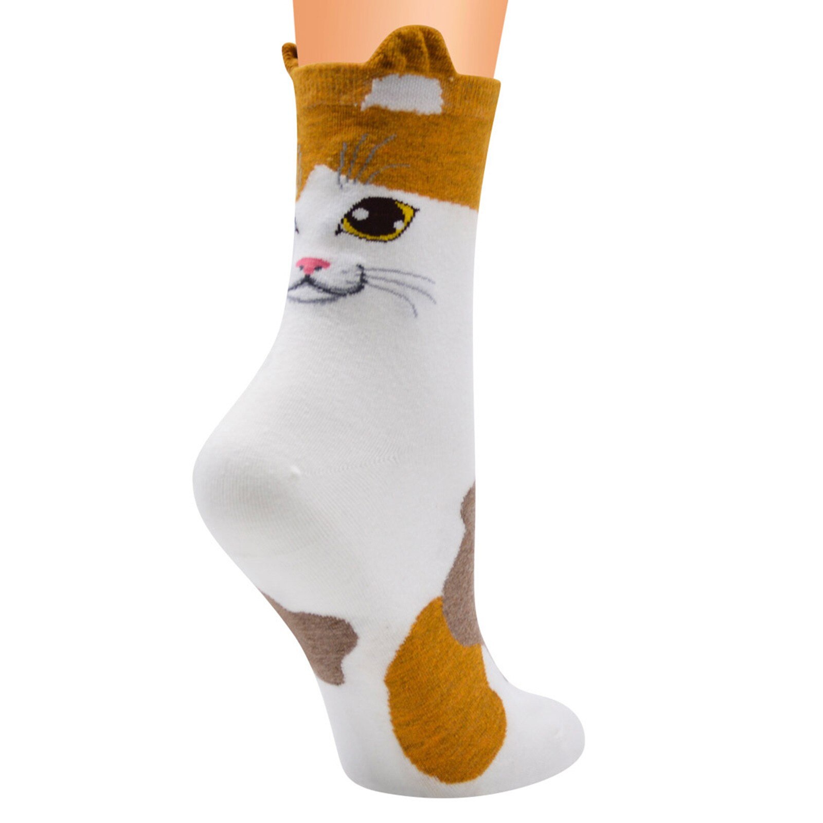 Autumn Winter Warm Cute Socks Cat Ear Cartoon Animals Patterns Series Funny Socks Warmer Funny Socks Christmas: Yellow