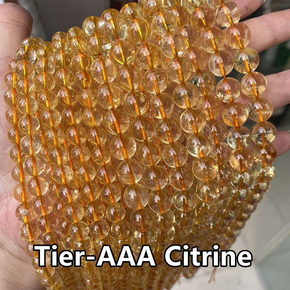 AAAAA Nature stone yellow citrine beads for jewelry making DIY braclte quartze crysle 4mm 6mm 8mm 10mm 12mm DIY: AAAAA / 6mm60-64pcs