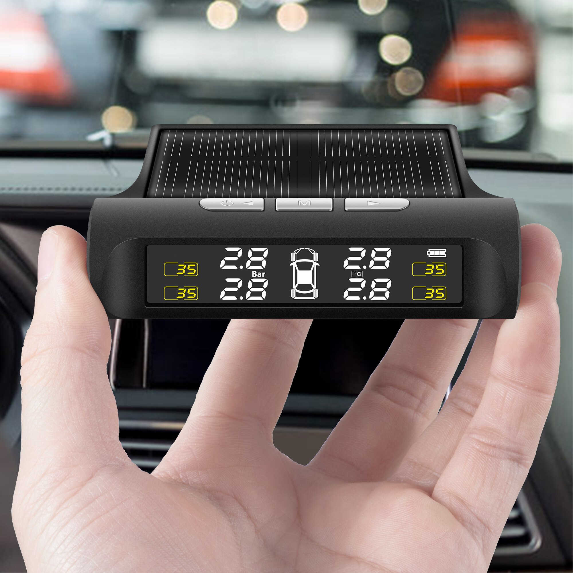 TPMS inteligentne monitorowanie ciśnienia w oponach samochodowych system energii słonecznej cyfrowy wyświetlacz LCD TMPS alarm bezpieczeństwa USB czujnik ciśnienia w oponach