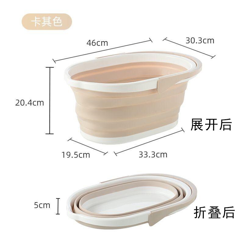 Cubo plegable de silicona para lavado de suelos, cubo para fregona, limpieza de baño, cocina, Camping, cubeta para lavar autos Pliable: khaki