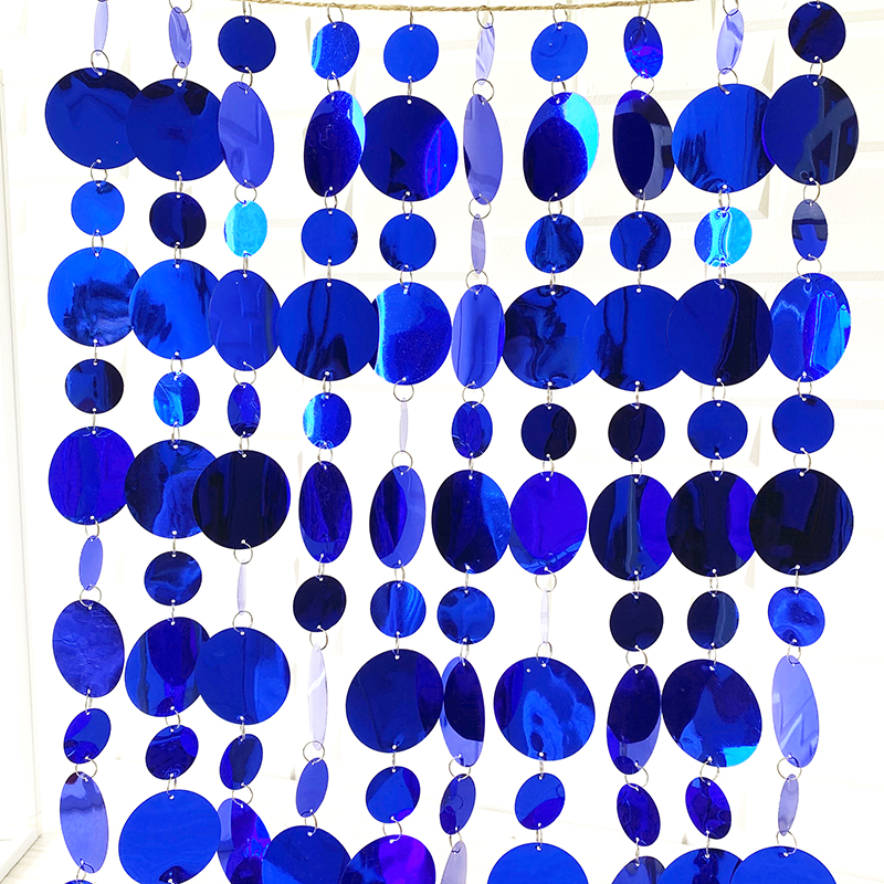 5pc DIY wedding stage layout PVC plastic sequin curtains Christmas Festive party decoration Supplies: Blue