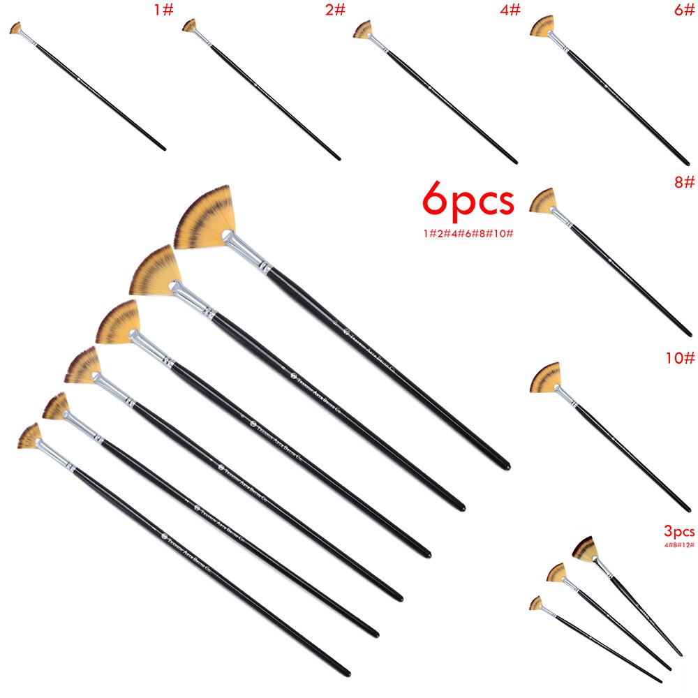 1Pc Nylon Hair Fan Brush Pen Wooden Handle Acrylic Water Oil Painting Artist Brush Oil Painting Drawing Crafts
