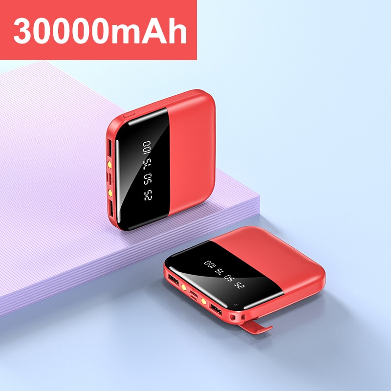 30000mAh Mini Power Bank Dual USB LED Display Poverbank Portable External Battery Charger Powerbank 30000 mAh For Mobile Phones