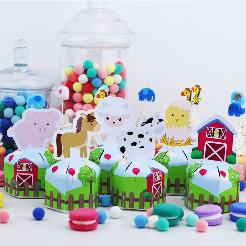 Farm Animal Gunst Doos Snoep Box Geschenkdoos Cupcake Doos Jongen Kids Verjaardagsfeestje Supplies Decoratie Event Feestartikelen: Default Title