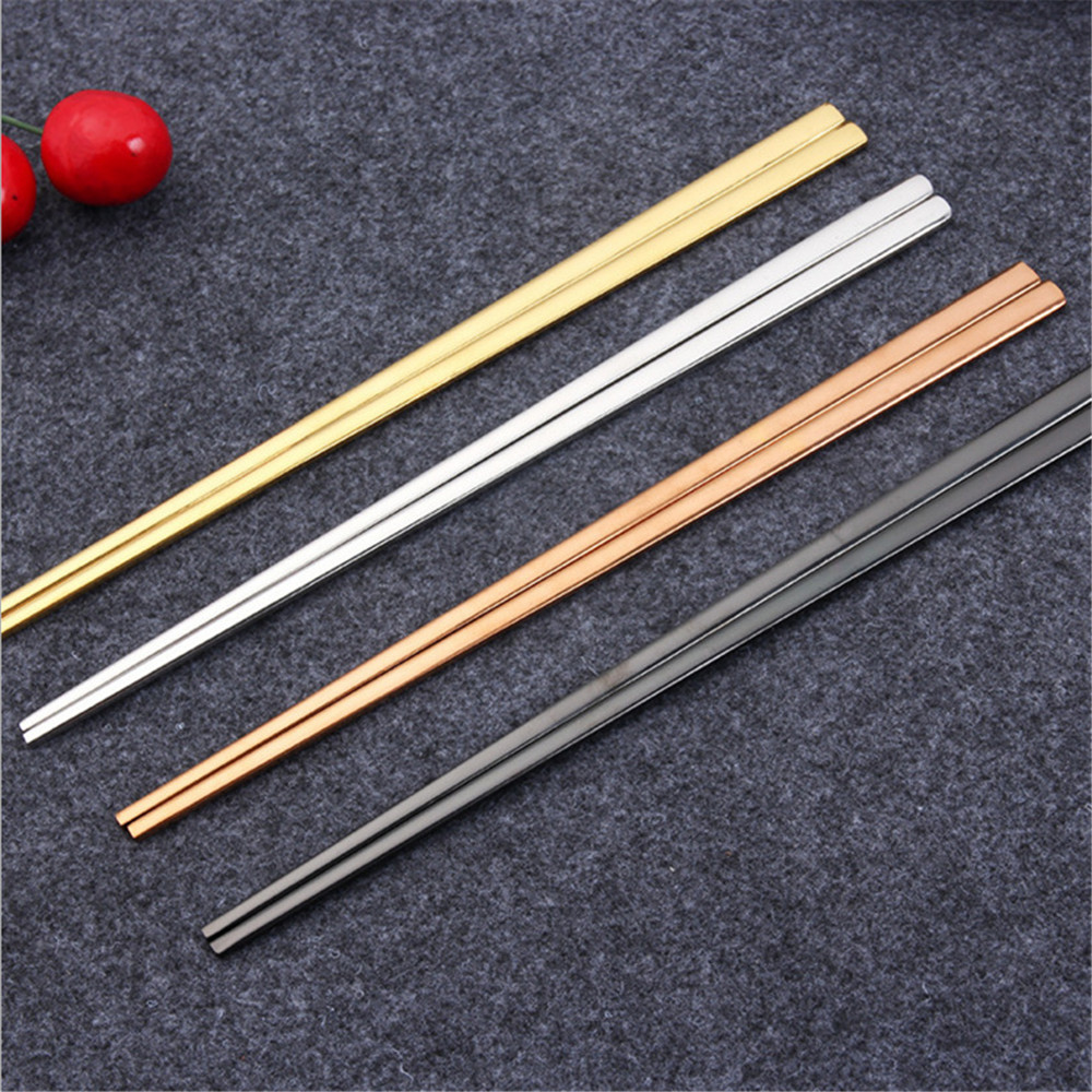 Korean Cuisine Spoon Chopsticks Tableware Stainless Steel Gold Silver Black Mirror Polished Titanium Round Solid Spoons