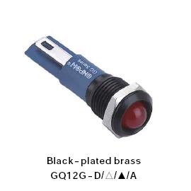ONPOW 12mm Overkoepelde Dot verlichte Zwart geanodiseerd Signaal lamp, lampje, lampje (GQ12G-D/R/6 V/A) CE, RoHS