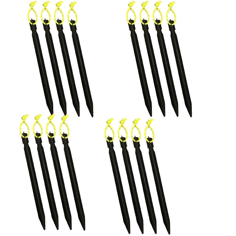 18cm Aluminument Tent Pegs Nails with Rope Stake Camping Hiking Equipment Outdoor Traveling Tent Sand Ground Accessories: Black 16 pieces