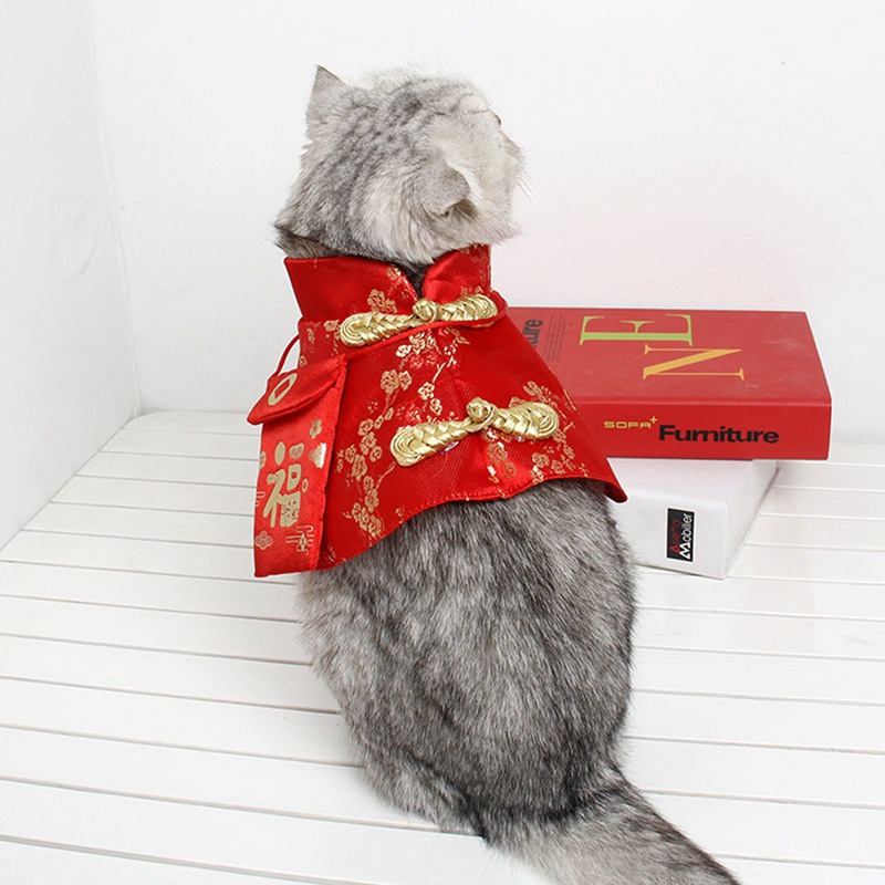 Huisdier Kat Jaar Mantel Kleding Party Kostuum Chinese Tang-dynastie Jurk Festival Mantel met Rode Envelop voor Kitten Voor puppy