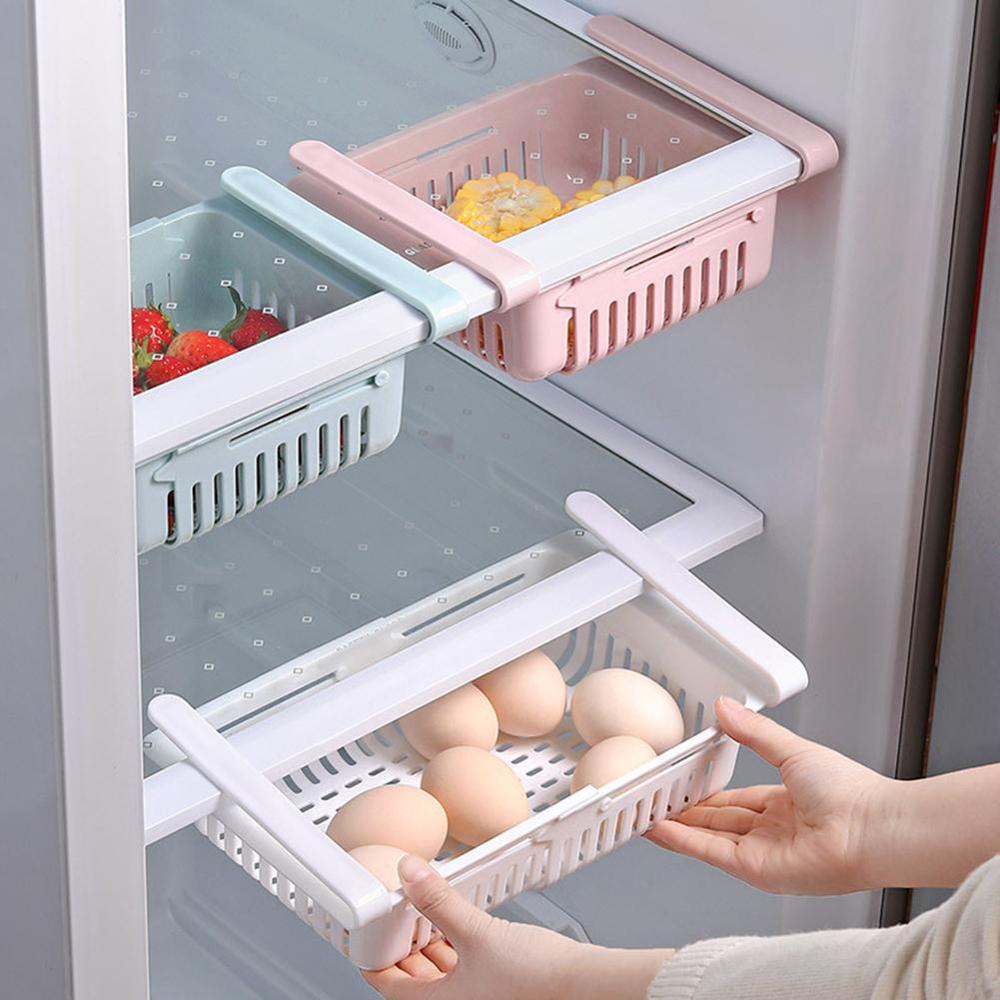 Cuisine escamotable réfrigérateur congélateur boîte de rangement glissière tiroir organisateur glisser sous étagère tiroir boîte support étagères Gadgets de cuisine