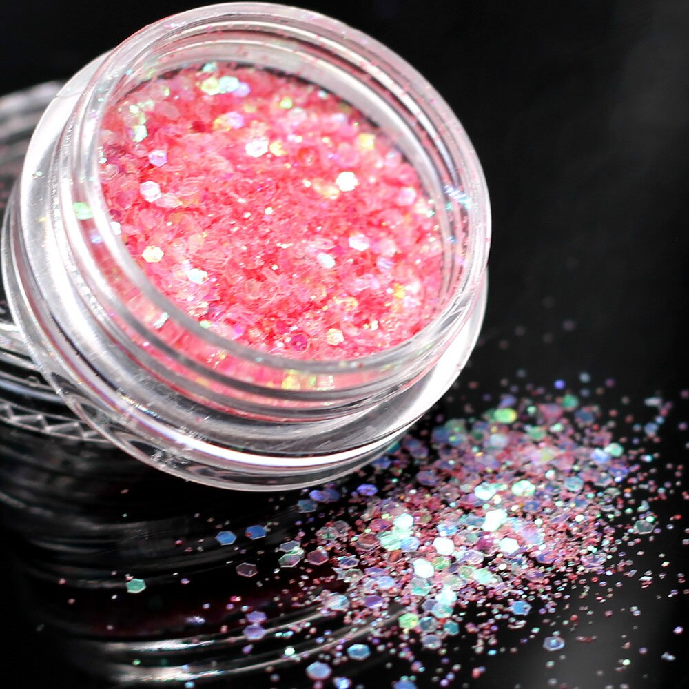 1 ask röd holografiska paljetter glitter skimmer diamant 12 färger ögon glänsande hud highlighter ansikte kropp glitter festival makeup  #05: 10
