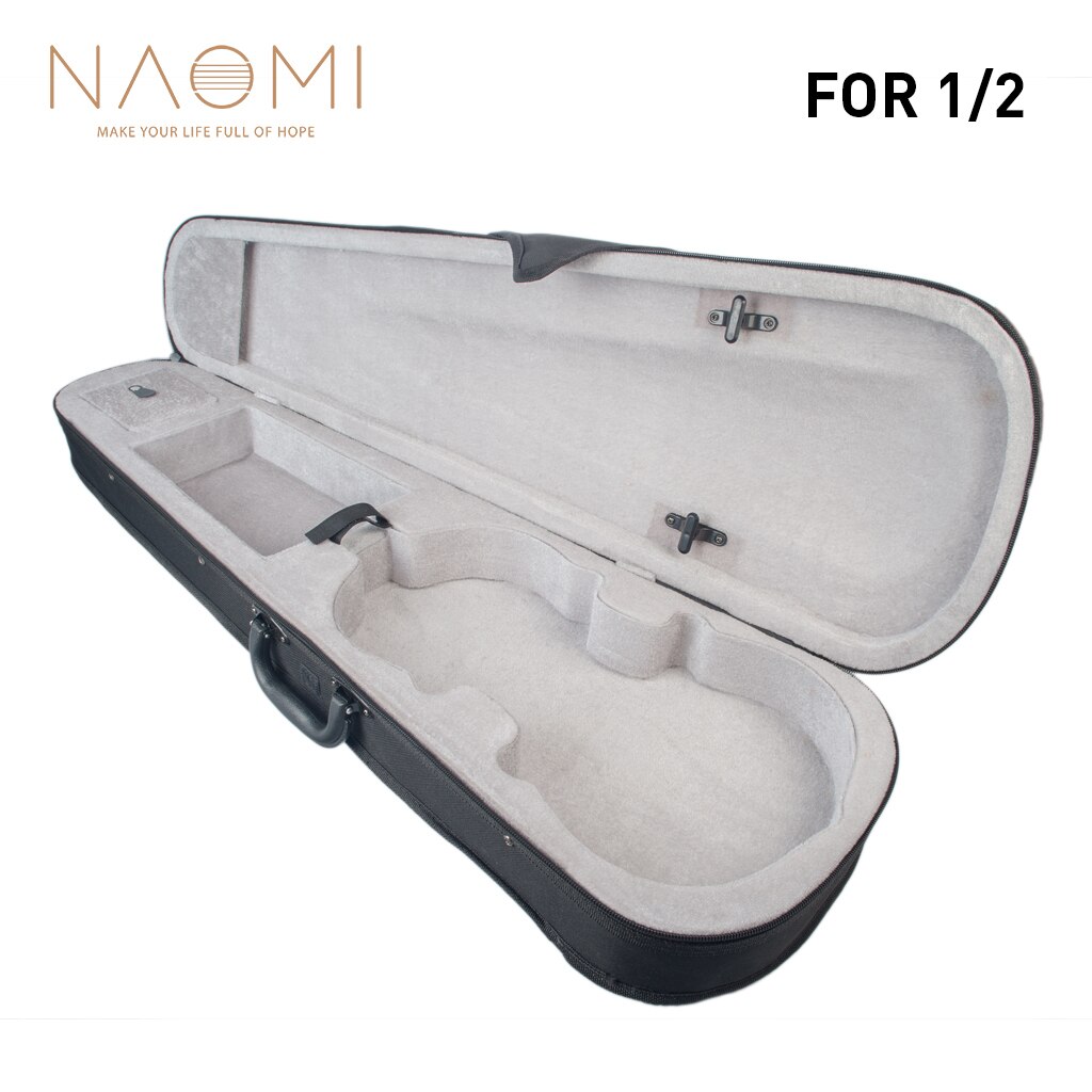 Naomi Professionele Canvas Viool Case Zilver Pluis Binnen 1/8 1/4 1/2 3/4 4/4 Draagbare Hard Case Bescherm De Viool: size 1 2