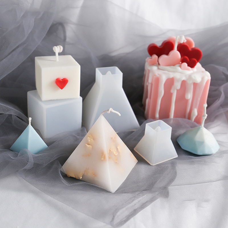 DIY Pyramid Cube Silicone Mold Candle Moulds Diamond Geometry Tool Triangular Pyramid Epoxy Resin Molds Candle Making Supplies