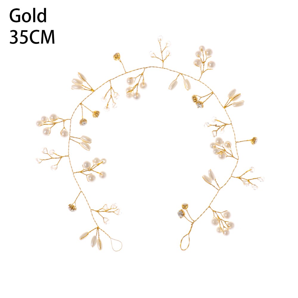 35/50/100/150CM Pearl Crystal Wedding Hair Vine Tiara Bridal Headband Hair Accessories Romantic Women Hair Jewelry: G-35