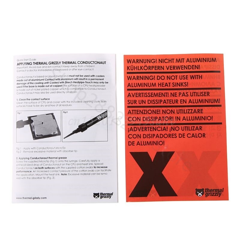 1G Thermische Grizzly Conductonaut Videokaart Cpu Gpu Cooling Vloeibare Metalen Thermische Compound Cooler Fan Koelpasta 73 W/Mk