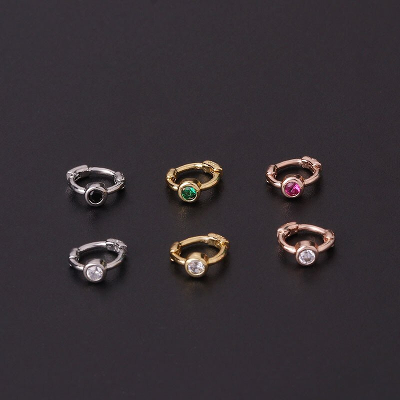 Mini pendiente de Aro para cartílago para mujer, arete de circonita Multicolor, hélice Tragus Daith Conch Rook Snug, joyería para Piercing, novedad de 2022, 1 ud.